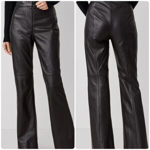 Ann Taylor Studio Collection Black Genuine Leather Seam Detail Pants NWT Sz 12